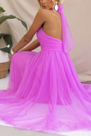 Aylin | Dames Mouwloze Halter Midi Prom Dress