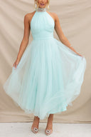 Aylin | Dames Mouwloze Halter Midi Prom Dress