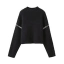 Blaise | Dames Lange Mouw Contrast Stitch Gebreide Trui Col
