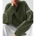 Blaise | Dames Lange Mouw Contrast Stitch Gebreide Trui Col