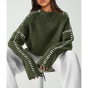Blaise | Dames Lange Mouw Contrast Stitch Gebreide Trui Col