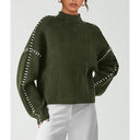Blaise | Dames Lange Mouw Contrast Stitch Gebreide Trui Col