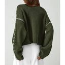 Blaise | Dames Lange Mouw Contrast Stitch Gebreide Trui Col