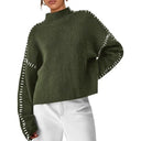 Blaise | Dames Lange Mouw Contrast Stitch Gebreide Trui Col