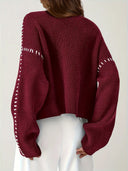Blaise | Dames Lange Mouw Contrast Stitch Gebreide Trui Col