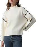 Blaise | Dames Lange Mouw Contrast Stitch Gebreide Trui Col