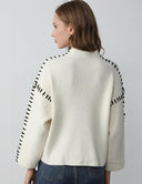 Blaise | Dames Lange Mouw Contrast Stitch Gebreide Trui Col