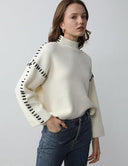 Blaise | Dames Lange Mouw Contrast Stitch Gebreide Trui Col