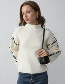 Blaise | Dames Lange Mouw Contrast Stitch Gebreide Trui Col