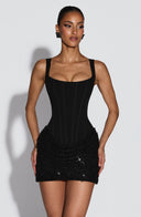 Blakeley | Dames Mini Feestjurk met Vierkante Hals en Glitter
