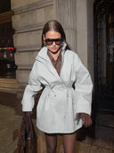 Brenda | Dames Utility Jacket met Trekkoord in de Taille en Hoge Hals