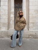 Brenda | Dames Utility Jacket met Trekkoord in de Taille en Hoge Hals