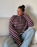 Brenna | Women's Oversized Striped Zip Up Knit Sweater Cardigan