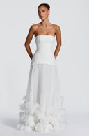 Brighton | Dames Strapless Drop Waist Geplooide Maxi Herfst Bruidsgast Jurk