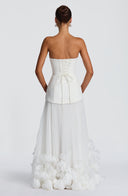 Brighton | Dames Strapless Drop Waist Geplooide Maxi Herfst Bruidsgast Jurk