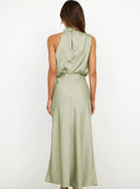 Jessica | Groen maxi-jurk met halternek