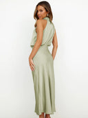 Jessica | Groen maxi-jurk met halternek