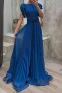 Calista | Vrouwen Plissé Maxi Herfst Bruidsgast Jurk