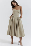 Calliope | Dames Mouwloze Gestructureerde Midi Zomerjurk