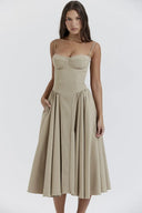 Calliope | Dames Mouwloze Gestructureerde Midi Zomerjurk