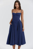 Calliope | Dames Mouwloze Gestructureerde Midi Zomerjurk