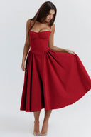 Calliope | Dames Mouwloze Gestructureerde Midi Zomerjurk