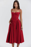 Calliope | Dames Mouwloze Gestructureerde Midi Zomerjurk