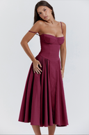 Calliope | Dames Mouwloze Gestructureerde Midi Zomerjurk