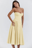 Calliope | Dames Mouwloze Gestructureerde Midi Zomerjurk