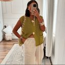 Camille | Dames Chunky Knit Knopen Voorkant Vest Cardigan
