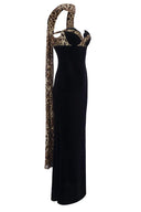 Camryn | Dames Strapless Luipaard Maxi Jurk met Sjaal