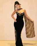 Camryn | Dames Strapless Luipaard Maxi Jurk met Sjaal
