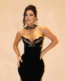 Camryn | Dames Strapless Luipaard Maxi Jurk met Sjaal