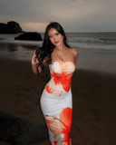 Caroline | Vrouwen Strapless Maxi Zomer Jurk met Bloemenprint