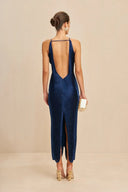 Celestine | Dames Halter Open Rug Effen Maxi Jurk