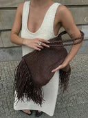 Claire | Women’s Woven Fringe Shoulder Tote Beach Bag
