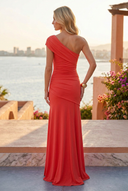 Coleen | Rood asymmetrische maxi-jurk