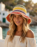 Dana | Women’s Striped Crochet Bucket Hat Vacation Beach