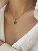 Danielle | Vrouwen Rechthoekige Hanger Ketting met Gekaderde Steendetail