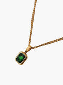 Danielle | Vrouwen Rechthoekige Hanger Ketting met Gekaderde Steendetail