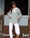 Darcie | Dames Collared Gestreepte Polo Lange Mouw Trui Top