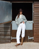 Darcie | Dames Collared Gestreepte Polo Lange Mouw Trui Top