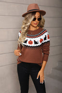 Darcy | Dames Halloween Breisweater Pompoen Kat Patroon Lange Mouwen