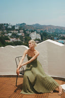 Amy | Groene geplooide maxi-jurk