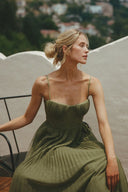 Amy | Groene geplooide maxi-jurk
