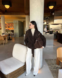 Deborah | Dames Geknoopte Sjaalkraag Faux Suède Trenchcoat Jas