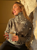 Delaney | Women's Paisley Zip Up Knit Cardigan