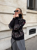 Delaney | Women's Paisley Zip Up Knit Cardigan