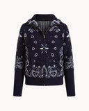 Delaney | Women's Paisley Zip Up Knit Cardigan
