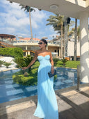 Lauren | Strapless geplooide maxi-jurk